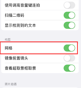 镇安苹果手机维修网点分享iPhone如何开启九宫格构图功能