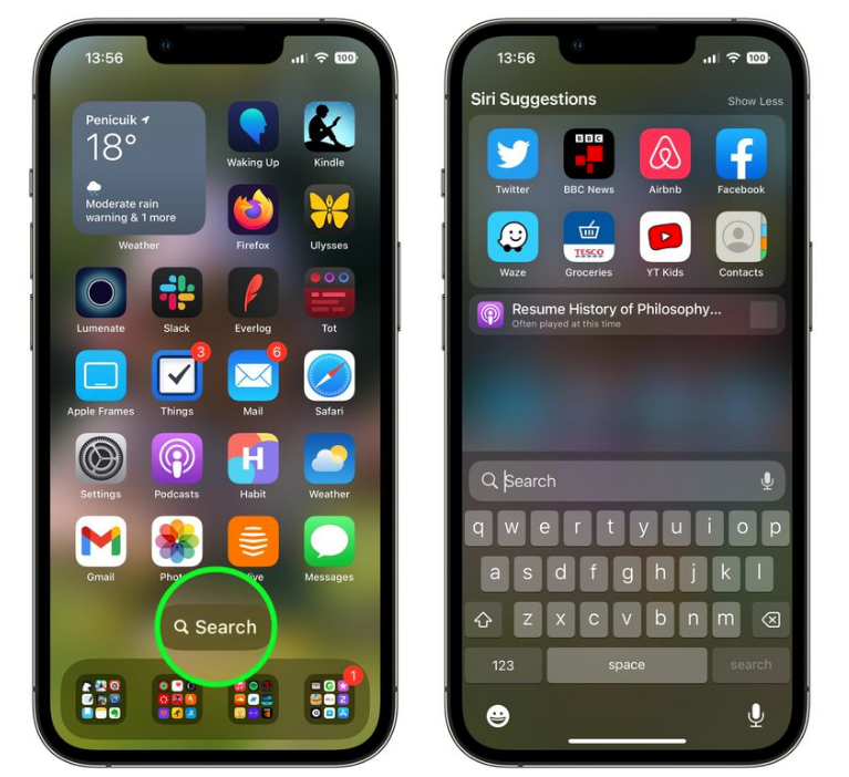 镇安苹果手机维修分享升级到 iOS 16 后，如何删除主屏幕上的搜索按钮 